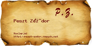 Peszt Zádor névjegykártya